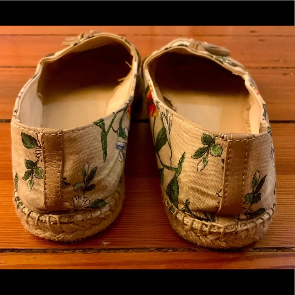Floral Canvas Espadrille Slip-On Shoes - Beige